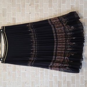 Desigual Women's Black Chiffon Pleated Skirt (Sz XL)